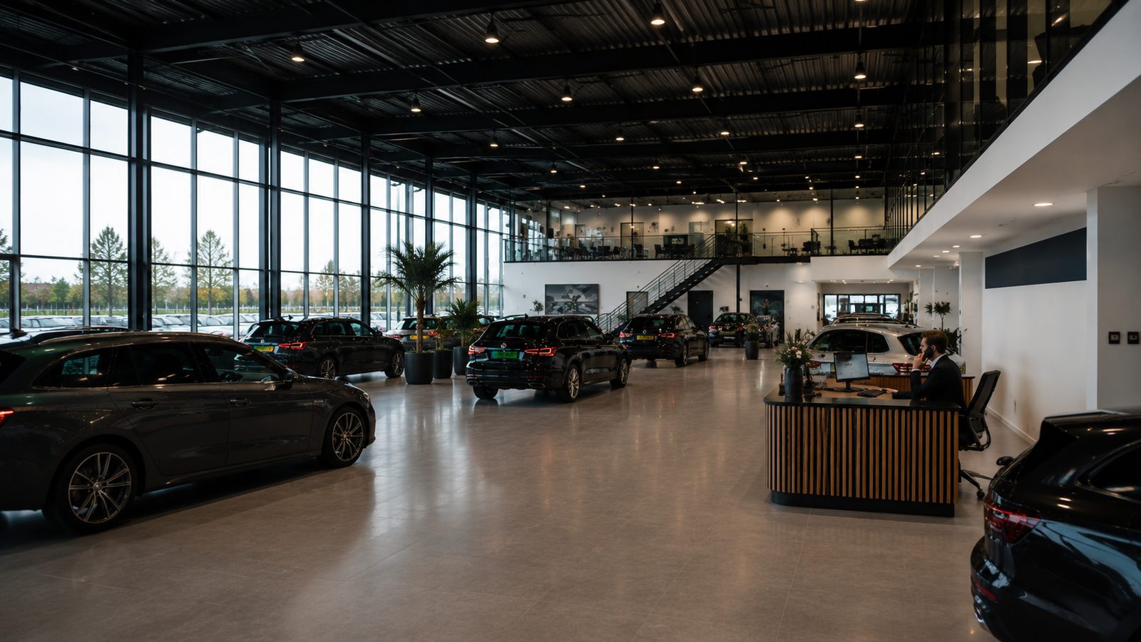 Autohandelaren bezegelen een samenwerking in de showroom